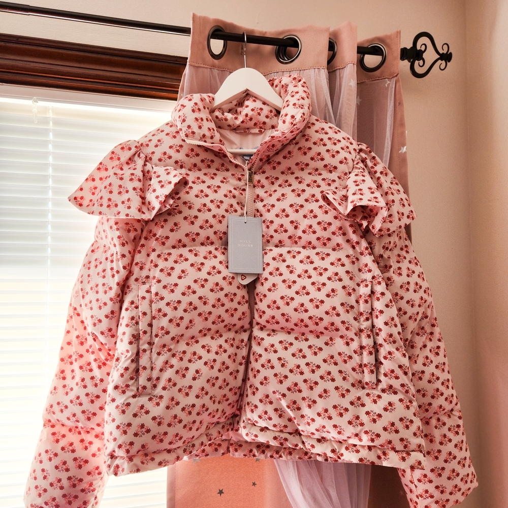 Hill House Floral Ruffle Puffer Jacket